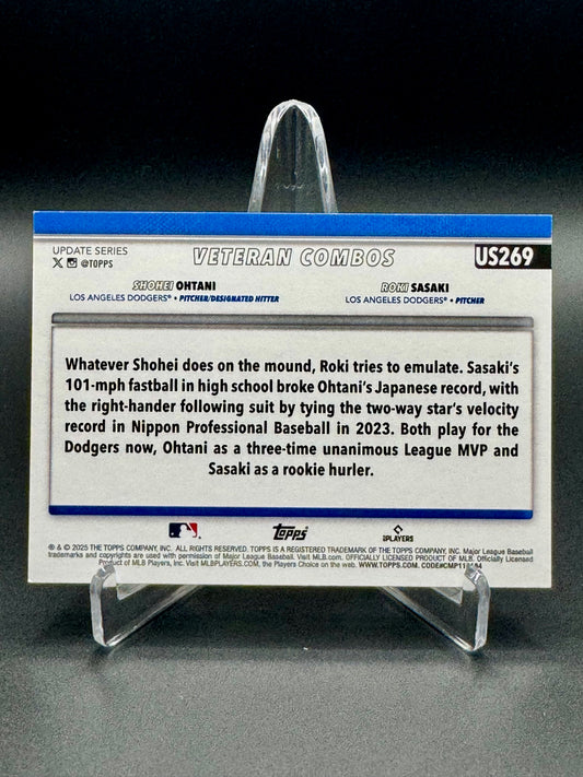 2025 Topps Update Series Baseball Shohei Ohtani Roki Sasaki #US269 Veteran Combos Rising Sons Raw