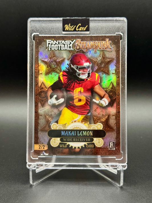 2026 Wild Card Fantasy Football Steampunk Makai Lemon RC #FSPWT09-ML /2 Raw Encased