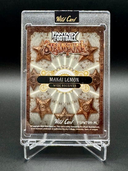 2026 Wild Card Fantasy Football Steampunk Makai Lemon RC #FSPWT09-ML /2 Raw Encased