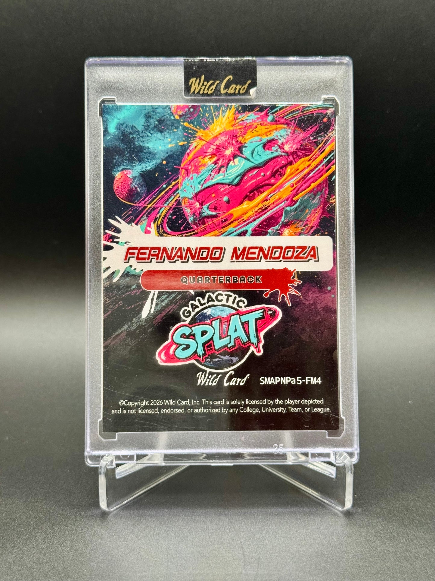 2026 Wild Card Rookie Edition Football Fernando Mendoza RC #SMAPNPa5-FM4 Galatic Splat 1/1 Raw Encased