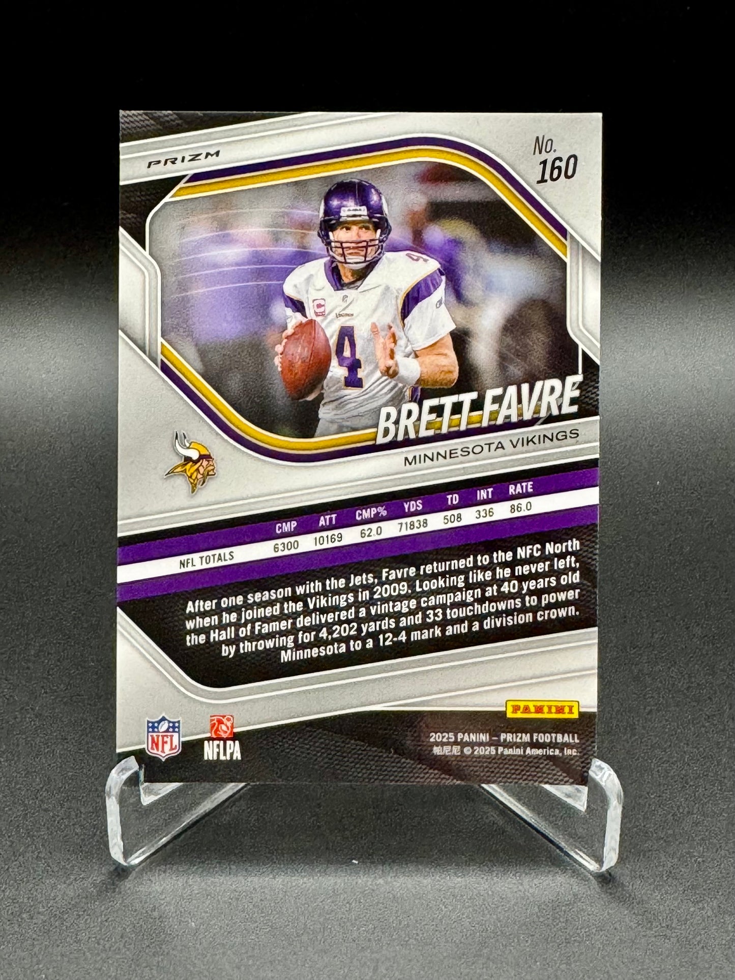 2025 Panini Prizm Football Brett Favre #160 Red Shimmer Prizm Raw