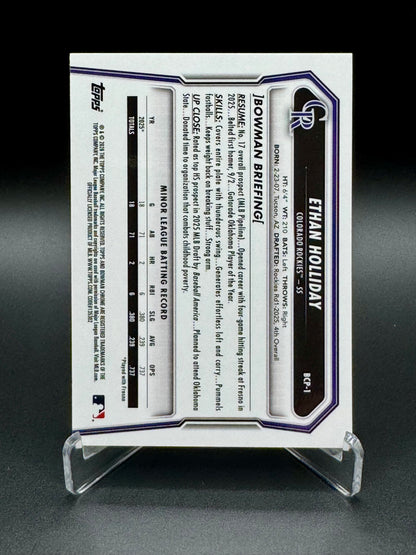 2026 Bowman Chrome Ethan Holliday 1st Bowman #BCP-1 Raw