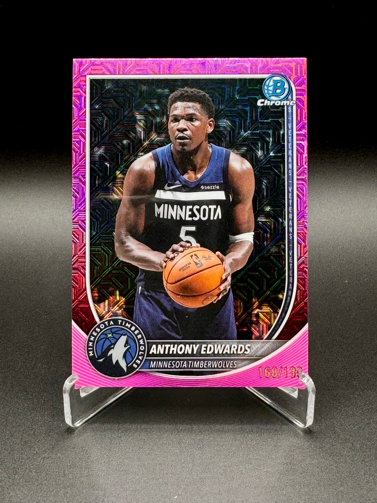 2025 Bowman Chrome Basketball Anthony Edwards #BCV-103 Pink Mojo /199 Raw