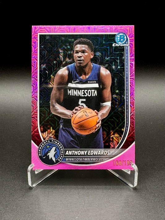 2025 Bowman Chrome Basketball Anthony Edwards #BCV-103 Pink Mojo /199 Raw