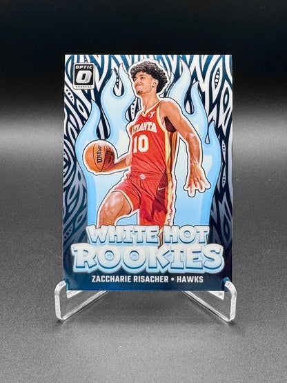 2024-25 Panini Donruss Optic Zaccharie Risacher RC White Hot Rookies #4 card front, Atlanta Hawks rookie