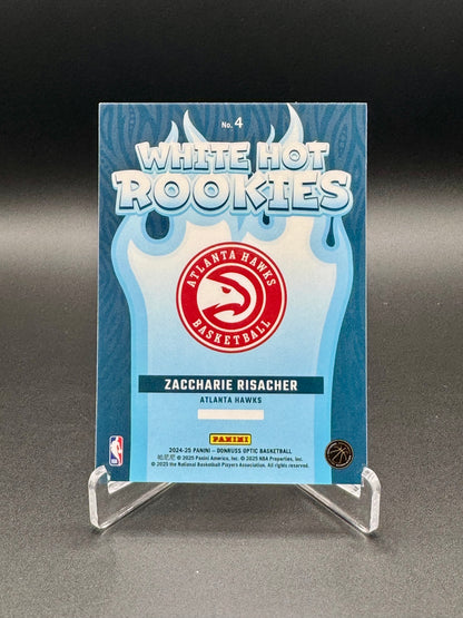 Back of 2024-25 Panini Donruss Optic Zaccharie Risacher White Hot Rookies #4 rookie card
