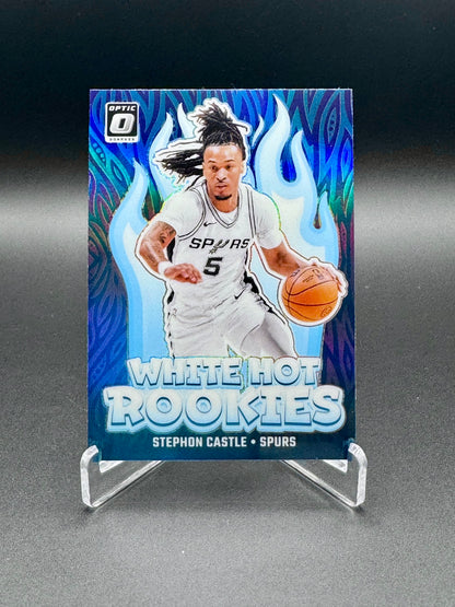 2024-25 Panini Donruss Optic Stephon Castle White Hot Rookies Purple parallel #6 card front, Spurs rookie