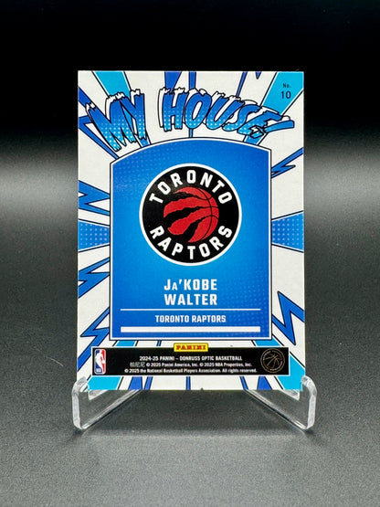Back of 2024-25 Panini Donruss Optic Ja'Kobe Walter My House #10 rookie card
