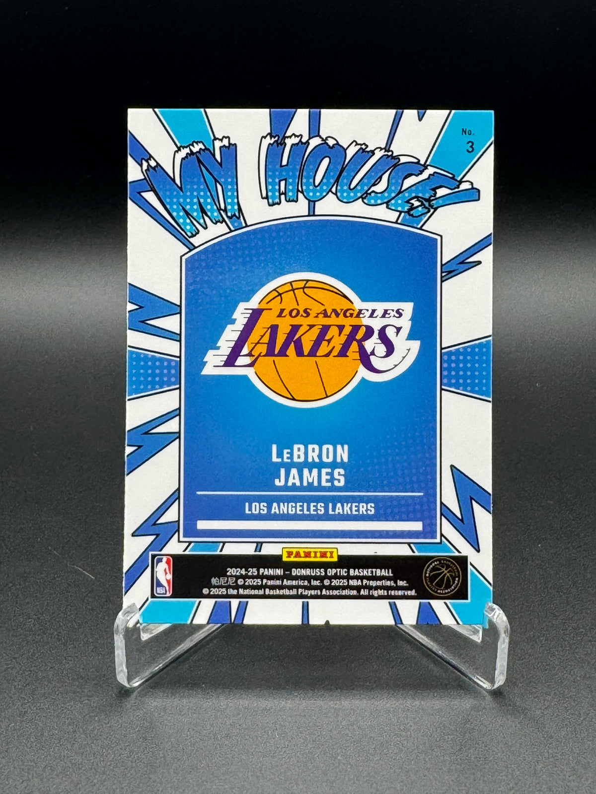 Back of 2024-25 Panini Donruss Optic LeBron James My House #3 card