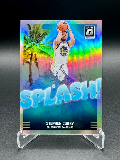 2024-25 Panini Donruss Optic Stephen Curry Splash Holo parallel #2 card front, Golden State Warriors