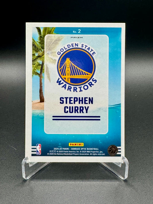 Back of 2024-25 Panini Donruss Optic Stephen Curry Splash Holo #2 card