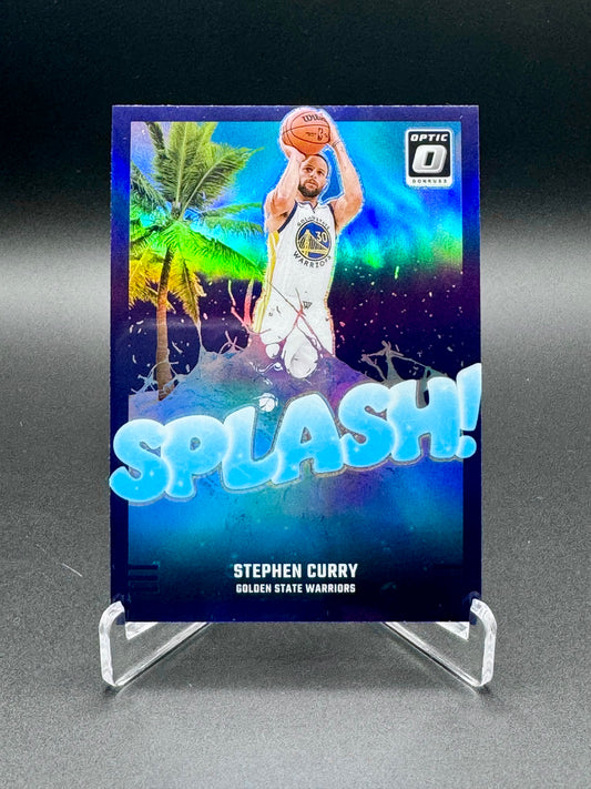 2024-25 Panini Donruss Optic Stephen Curry Splash Purple parallel #2 card front, Golden State Warriors