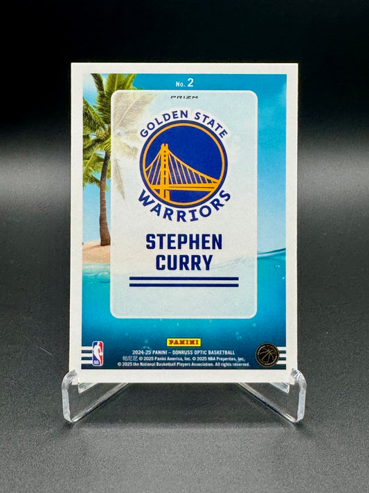 Back of 2024-25 Panini Donruss Optic Stephen Curry Splash Purple #2 card