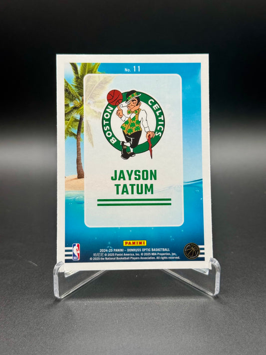 Back of 2024-25 Panini Donruss Optic Jayson Tatum Splash Holo #11 card
