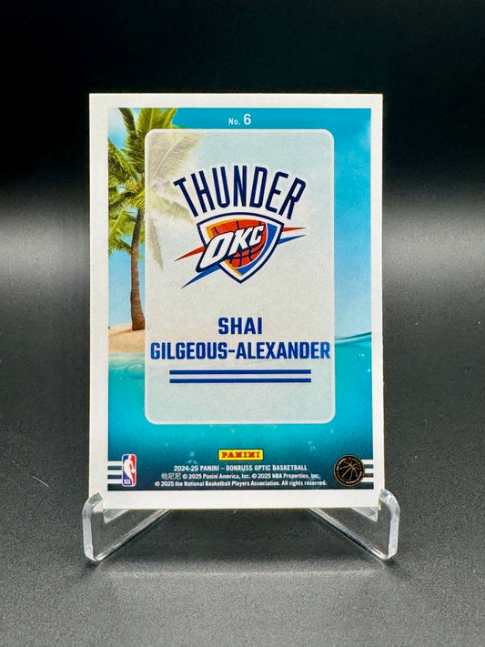 Back of 2024-25 Panini Donruss Optic Shai Gilgeous-Alexander Splash #6 card