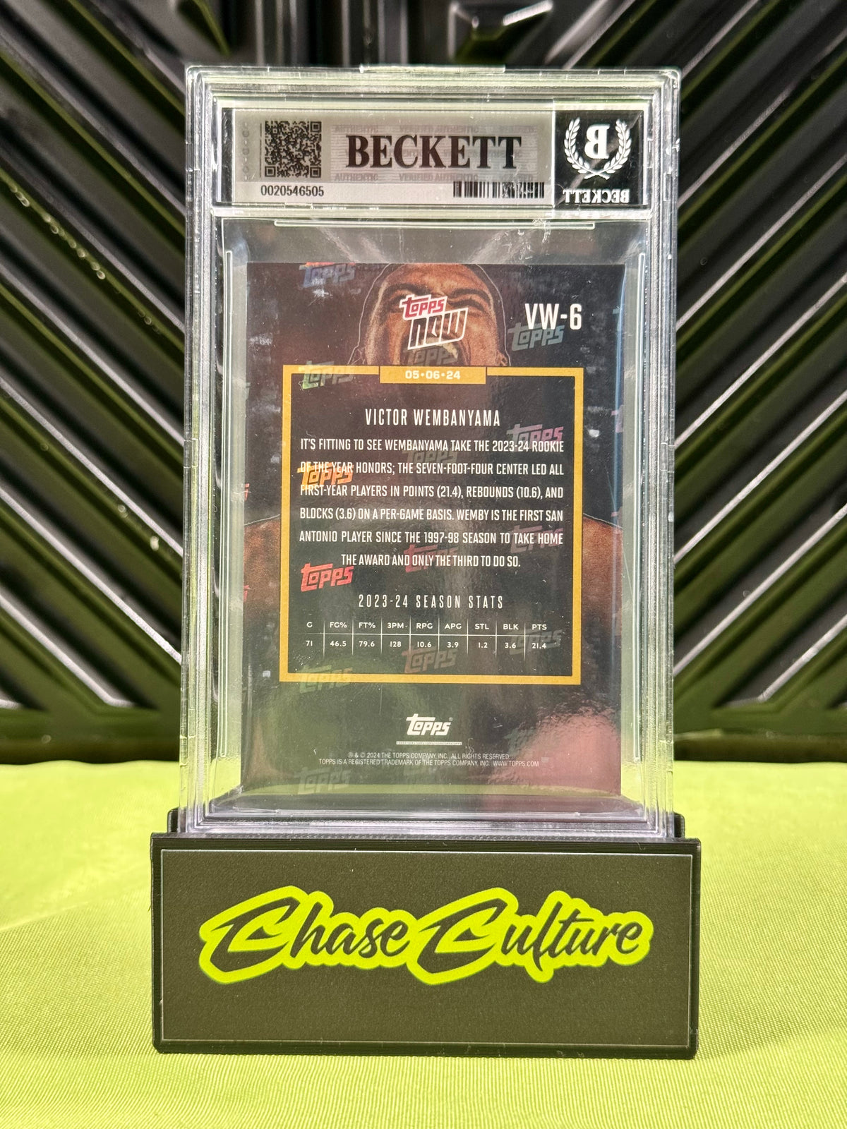 2023-24 Topps Now Victor Wembanyama RC #VW6 Rookie of the Year BGS 9